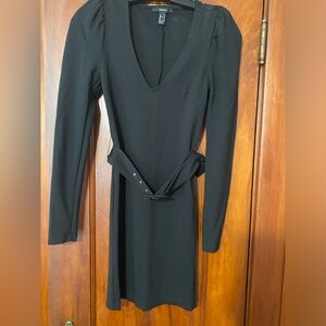 Forever 21 black  puff sleeve mini dress with belt